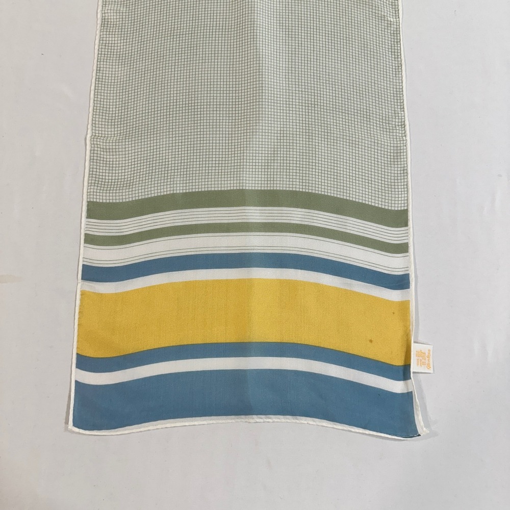 Glentex Vintage Silk Scarf Oblong Striped Grid Multi-Color Made in Japan 44x12